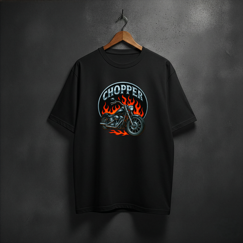 Black t-shirt with 'Chopper' graphic front chest