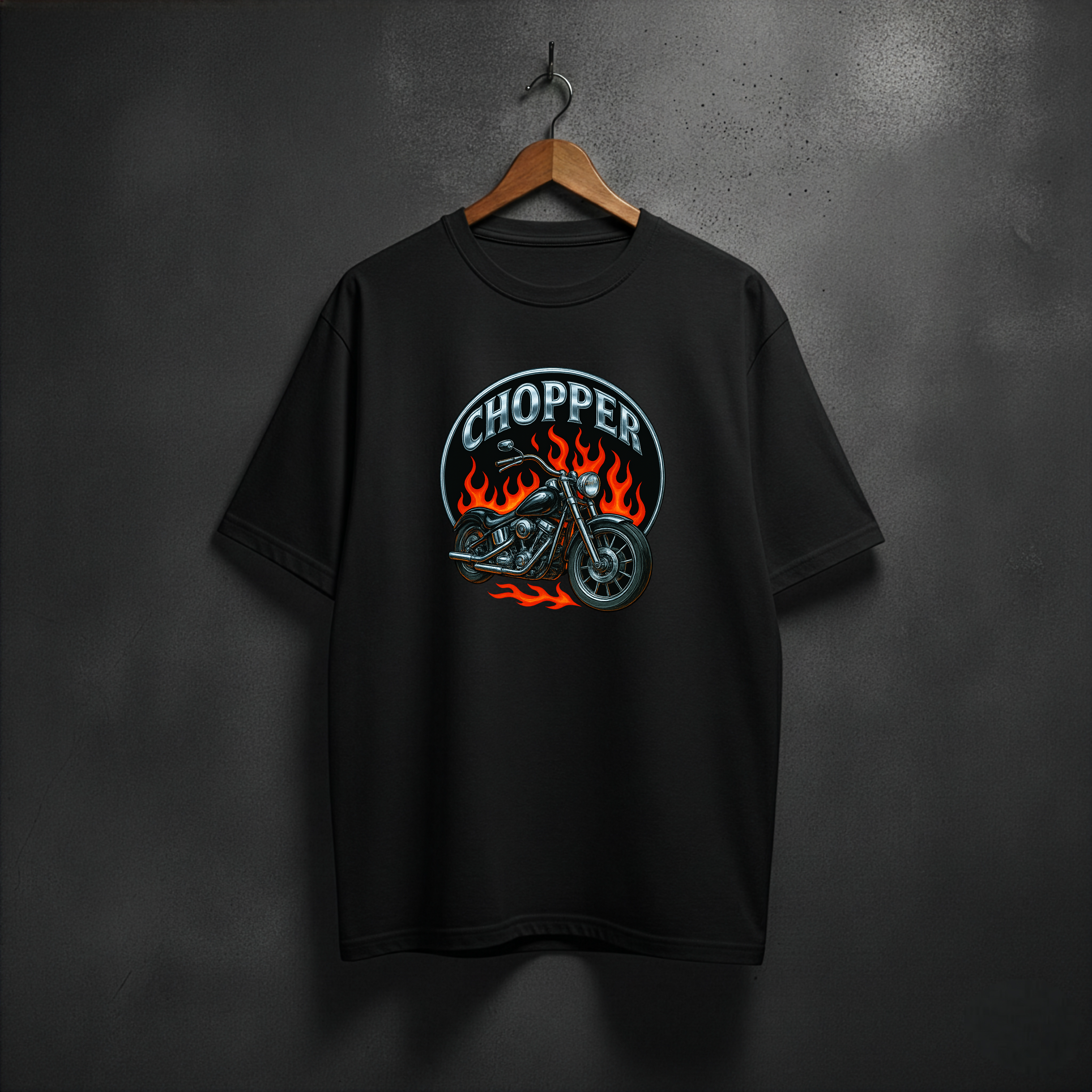 Black t-shirt with 'Chopper' graphic front chest