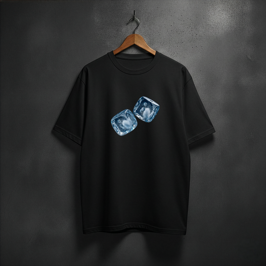 Black t-shirt with ice dice front chest