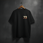 Black t-shirt with 73 logo front left chest