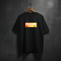 Black t-shirt with 'PRESSURE WEAR' with Fire icon front view