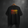 Black t-shirt with 'PRESSURE WEAR' matrix front chest