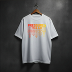 White t-shirt with 'PRESSURE WEAR'  matrix front chest