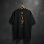 Black t-shirt with mossy 'PRIMAL' printed on the back