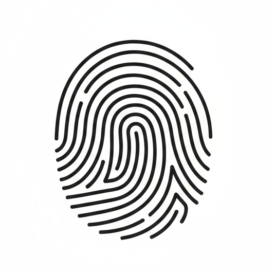small icon of black finger print on transparent background