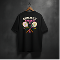 Black t-shirt with 'Summer Smash' design at the back